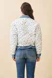 Floral Quilted Denim Trim Jacket