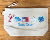 Hand Painted Canvas Travel Pouch - East Coast Icons