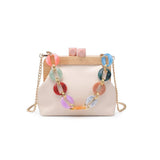 Ivory Evening Bag with colorful chain