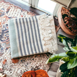 Decorative Throw Blanket or Towel w Tassels, Cotton & Bamboo: Haley Light Gray