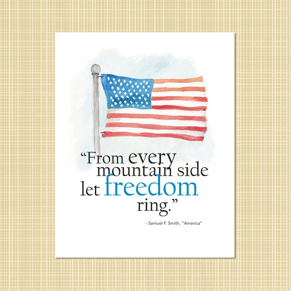 American flag watercolor print