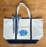 Hand Painted Large Canvas Tote - Hydrangeas