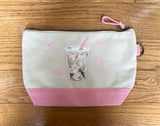 Hand Painted Canvas Travel Pouch - Iced Coffee