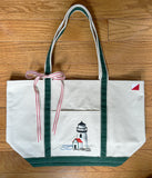Hand Painted Medium Canvas Tote - Lighthouse