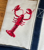 Hand Painted Canvas Wine Tote - Lobster