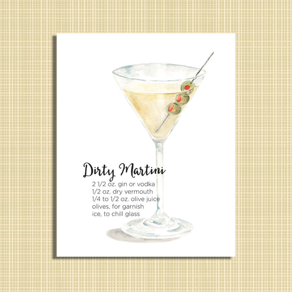 Dirty Martini Watercolor print