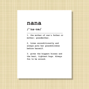 Nana Definition Print