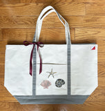 Hand Painted Large Canvas Tote - Seashells