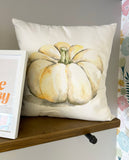 White Pumpkin watercolor pillow