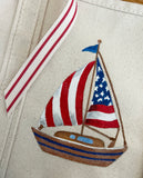 Hand Painted Mini Canvas Tote - Sailboat with Flag Sail