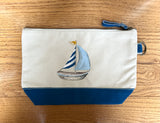 Hand Painted Canvas Travel Pouch - Sailboat