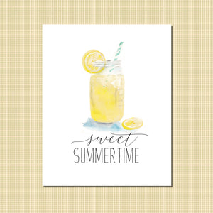 Sweet Summertime Lemonade Watercolor print