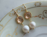 Gold Blush Pearl Earrings