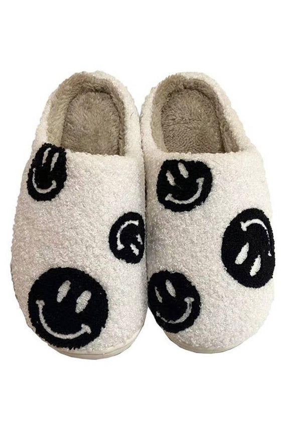 Black smiley slippers