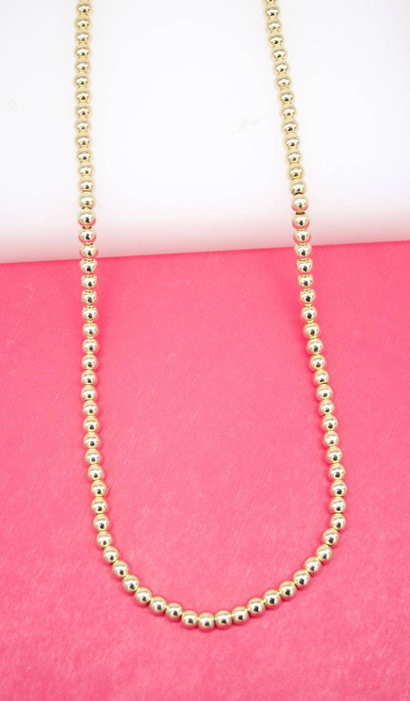 Beaded Chain Necklace - 18K Gold Filled 3mm