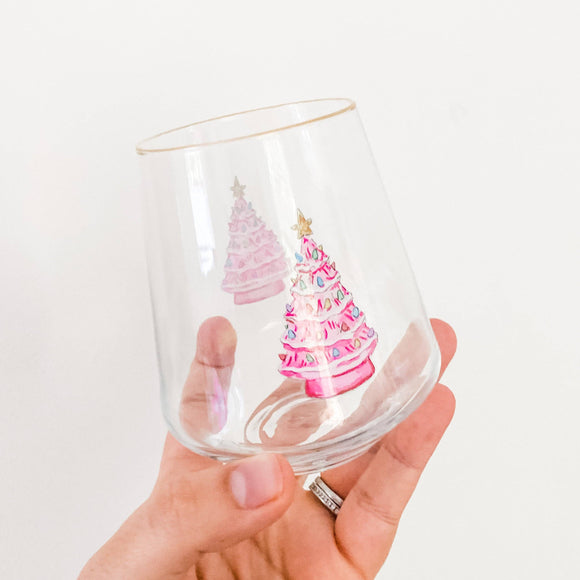 Retro Tree Stemless Wine Glass