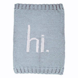 Hi. Hand Knit Blanket Surf Blue