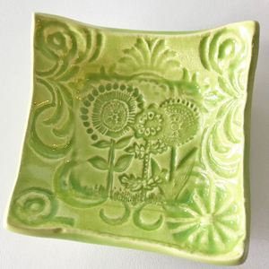 Tiny Dish - Flowers - Lime Green