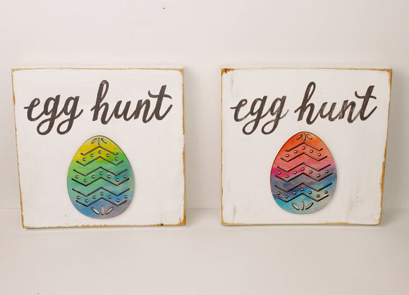 egg hunt wood signs