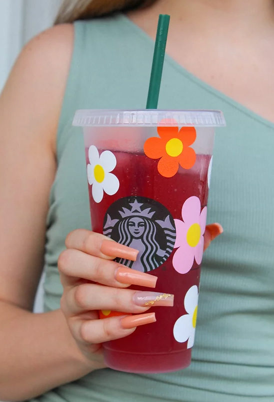 Starbucks Reusable Cold Cup Flowers
