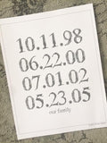 personalized special dates print