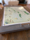 wood tray with art/memorabilia (custom)