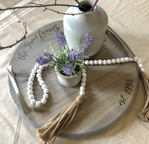 personalized round wood trays